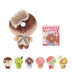 Bazuuyu-Sweetie Donut Plush Blind Box, Cute Donut Stuffed Keychain, Soft Fluffy Bag Charm, Kawaii Dessert Plush Pendant, Collectible Toy Gift for Girls And Boys