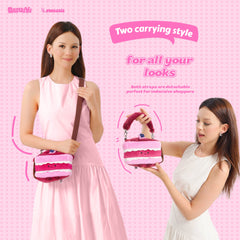 Bazuuyu ⅛Sweetie-Raspberry Cake, Cute Plush Crossbody Bag, Kawaii Cartoon Handbag with Removable Strap, Sweet Aesthetic Plush Purse for Girls