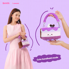 Bazuuyu ⅛Sweetie-Purple Sweet Potato Cake, Cute Plush Crossbody Bag, Kawaii Cartoon Handbag with Removable Strap, Sweet Aesthetic Plush Purse for Girls