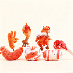 Bazuuyu BBQ Restaurant barbecue series Meat Plush Toy Keychains Used for Desktop,Backpack Decorations or Gift Fun and Cute.