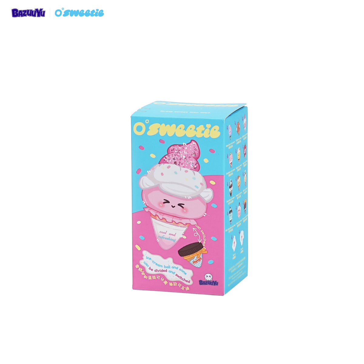 Bazuuyu 0℃Sweetie-Icecream Plush Blind Box, Kawaii Detachable Swapable Cone Stuffed Doll, Cute Collectible Mystery Toy Gift