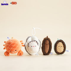 Bazuuyu BBQ Restaurant Seafood Series of Plush Toy Keychains Used for Desktop, Backpack Decorations or Gift Fun and Cute.