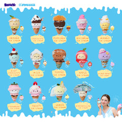 Bazuuyu 0℃Sweetie-Icecream Plush Blind Box, Kawaii Detachable Swapable Cone Stuffed Doll, Cute Collectible Mystery Toy Gift