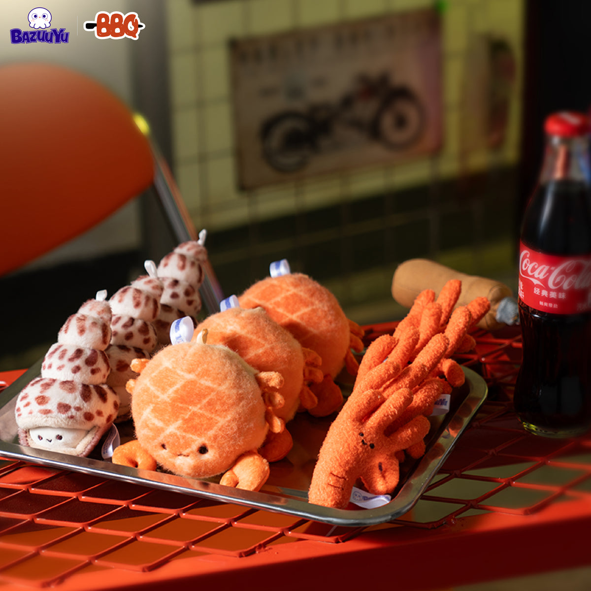 Bazuuyu BBQ Restaurant Seafood Series of Plush Toy Keychains Used for Desktop, Backpack Decorations or Gift Fun and Cute.
