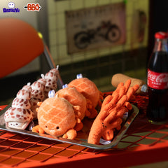 Bazuuyu BBQ Restaurant Seafood Series of Plush Toy Keychains Used for Desktop, Backpack Decorations or Gift Fun and Cute.