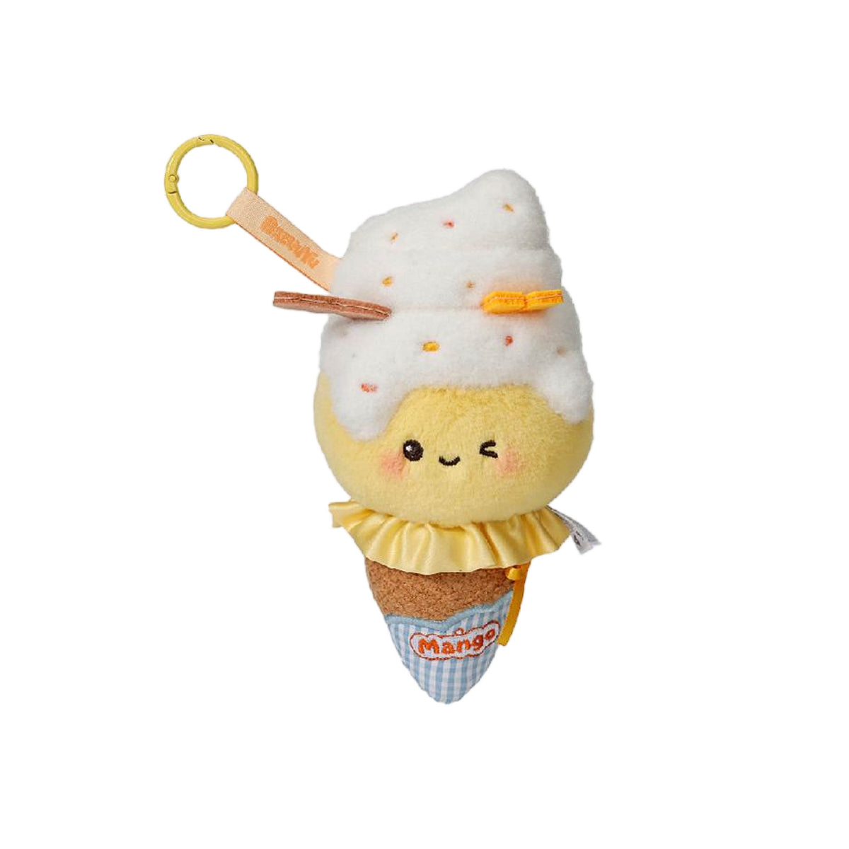 Bazuuyu 0℃Sweetie-Mango Ice Cream Plush pendant, 7.48inch, Kawaii Detachable Swapable Cone Stuffed Doll, Cute Collectible Mystery Toy Gift
