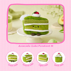 Bazuuyu ⅛Sweetie-Avocado Cake Plush Pendant Collectible Toys Home Decorations,Cute Bag Charm Pendant for Purse & Backpack, Holiday Birthday Gifts for Girls and Boys,5.91 inch