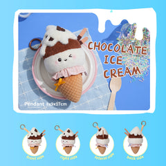 Bazuuyu 0℃Sweetie-Chocolate Ice Cream Plush Pendant,6.69inch Kawaii Detachable Swapable Cone Stuffed Doll, Cute Collectible Mystery Toy Gift