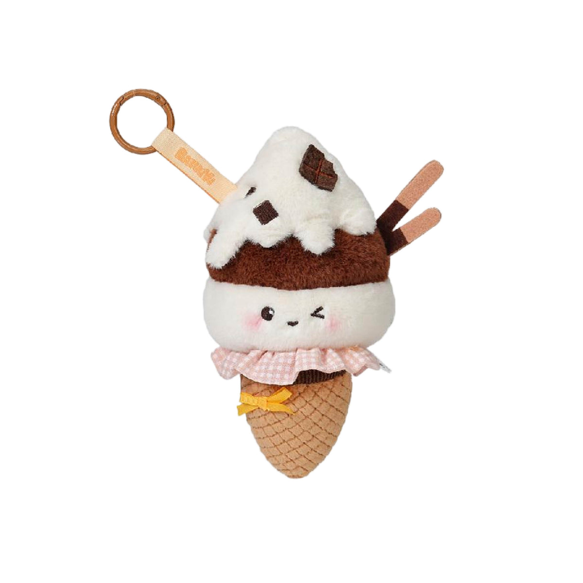 Bazuuyu 0℃Sweetie-Chocolate Ice Cream Plush Pendant,6.69inch Kawaii Detachable Swapable Cone Stuffed Doll, Cute Collectible Mystery Toy Gift