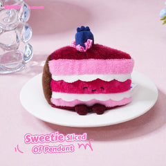 Bazuuyu ⅛Sweetie-Raspberry Cake Plush Pendant Collectible Toys Home Decorations,Cute Bag Charm Pendant for Purse & Backpack, Holiday Birthday Gifts for Girls and Boys,5.91 inch