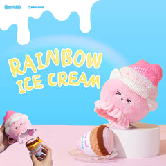 Bazuuyu 0℃Sweetie-Rainbow Ice Cream Plush Pendant,7.48inch Kawaii Detachable Swapable Cone Stuffed Doll, Cute Collectible Mystery Toy Gift