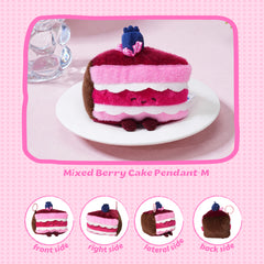 Bazuuyu ⅛Sweetie-Raspberry Cake Plush Pendant Collectible Toys Home Decorations,Cute Bag Charm Pendant for Purse & Backpack, Holiday Birthday Gifts for Girls and Boys,5.91 inch