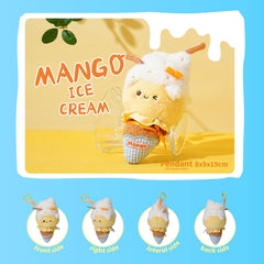 Bazuuyu 0℃Sweetie-Mango Ice Cream Plush pendant, 7.48inch, Kawaii Detachable Swapable Cone Stuffed Doll, Cute Collectible Mystery Toy Gift