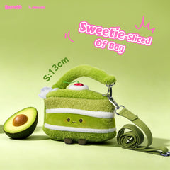 Bazuuyu ⅛Sweetie-Avocado Cake, Cute Plush Crossbody Bag, Kawaii Cartoon Handbag with Removable Strap, Sweet Aesthetic Plush Purse for Girls