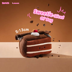 Bazuuyu ⅛Sweetie-Tiramisu Cake, Cute Plush Crossbody Bag, Kawaii Cartoon Handbag with Removable Strap, Sweet Aesthetic Plush Purse for Girls