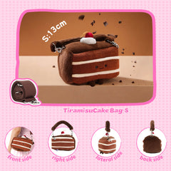 Bazuuyu ⅛Sweetie-Tiramisu Cake, Cute Plush Crossbody Bag, Kawaii Cartoon Handbag with Removable Strap, Sweet Aesthetic Plush Purse for Girls