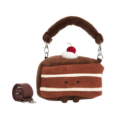 Bazuuyu ⅛Sweetie-Tiramisu Cake, Cute Plush Crossbody Bag, Kawaii Cartoon Handbag with Removable Strap, Sweet Aesthetic Plush Purse for Girls